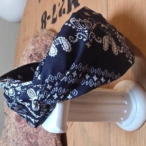 New Navy and White Paisley Headband
